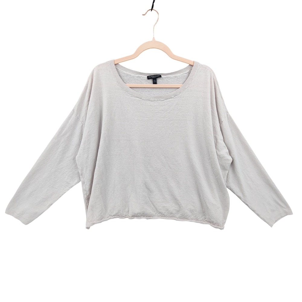Eileen Fisher Womens Lagenlook Coastal Organic Linen Top 3X Light Purple Knit